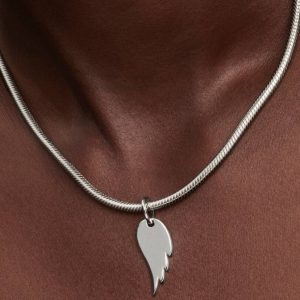 Engravable Angel Wing Tag Pendant Sterling silver