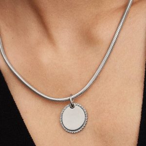 Engravable Round Tag Pendant Sterling silver
