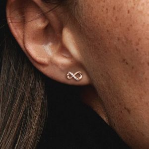 FINAL SALE - Sparkling Infinity Stud Earrings 14k rose gold plating