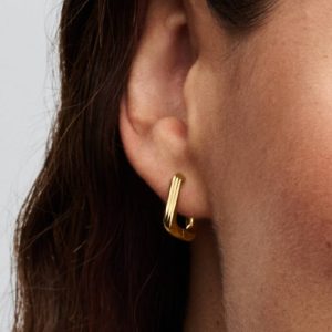 Twisted Triangle Small Hoop Earrings 14k gold plating