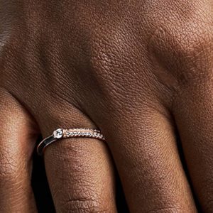 FINAL SALE - Pandora ME Pav?? & Black Dual Ring 14k rose gold plating