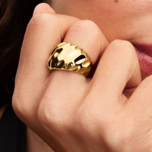 Rippled Statement Ring 14k gold plating