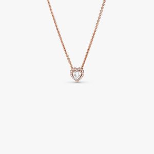 Sparkling Heart Collier Necklace 14k rose gold plating