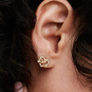 Sparkling Infinity Heart Stud Earrings 14k gold plating