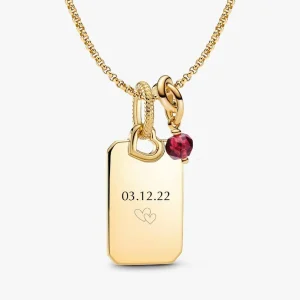 July Engravable Dangle Charm Necklace Set 3 Quantity