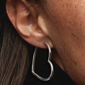 Asymmetrical Heart Hoop Earrings Sterling silver