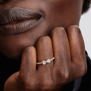 Sparkling Clear Bow Ring 14k gold plating