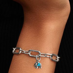 Turquoise-colored Elephant Mini Dangle Charm Sterling silver