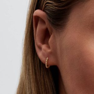 Pandora Era Bead Hoop Earrings 14k gold