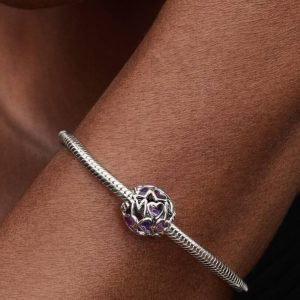 Openwork Hearts Mom Charm Sterling silver