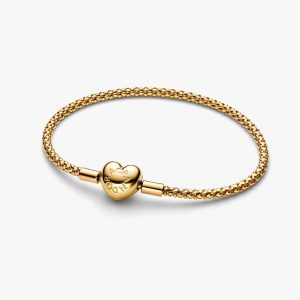 Heart Clasp Studded Chain Bracelet 14k gold plating