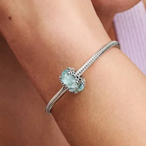 Winter Blue Snowflake Murano Charm Sterling silver