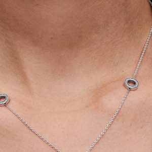 FINAL SALE - Pav?? Circles Chain Necklace Sterling silver