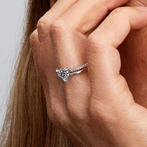Double Band Heart Ring Sterling silver
