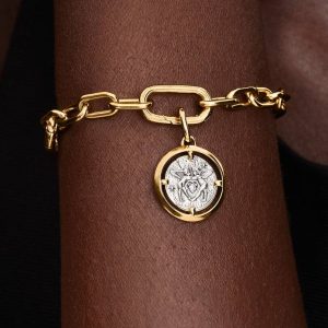 Cupids Medallion Charm Sterling silver, 14k gold plating