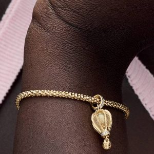 Sparkling Clear Hot Air Balloon Dangle Charm 14k gold plating