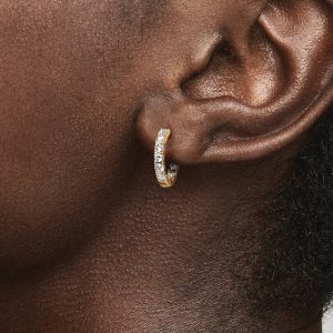 Sparkling Row Eternity Hoop Earrings 14k gold plating