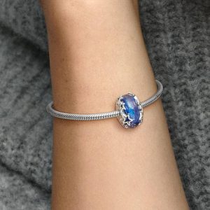 Galaxy Blue & Star Murano Charm Sterling silver