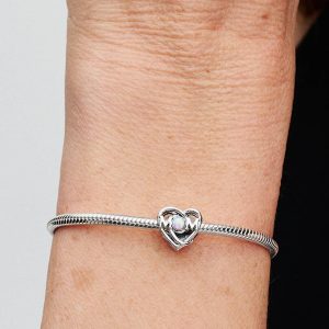 FINAL SALE - Openwork Mom & Heart Charm Sterling silver