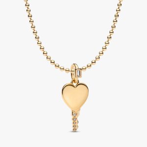 Engravable Heart Key Pendant Necklace 2 Quantity