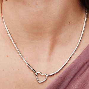Heart Closure Snake Chain Necklace Sterling silver