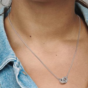 Pandora Signature Intertwined Pav?? Pendant Necklace Sterling silver