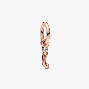 FINAL SALE - Letter I Script Alphabet Dangle Charm 14k rose gold plating
