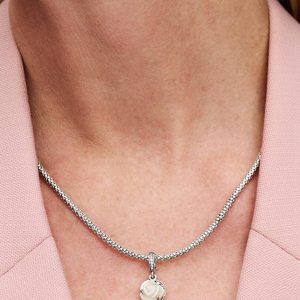 White Rose in Bloom Double Dangle Charm Sterling silver