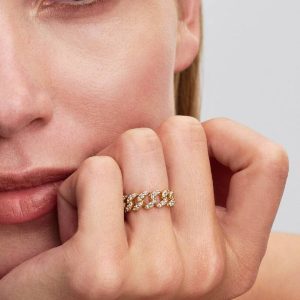 Pav?? Cuban Chain Ring 14k gold plating