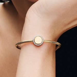 Engravable Sparkling Button Charm 14k gold plating