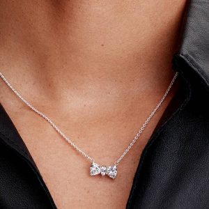 Sparkling Bow Necklace Sterling silver