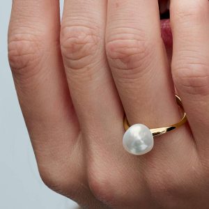 Baroque Treated Freshwater Cultured Pearl Ring 14k gold plating