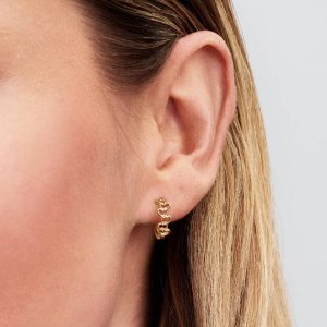 Pandora Era Linked Hearts Hoop Earrings 14k gold