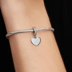 Engravable Heart Tag Dangle Charm Sterling silver