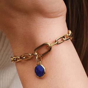 Blue Engravable Mini Medallion Charm 14k gold plating