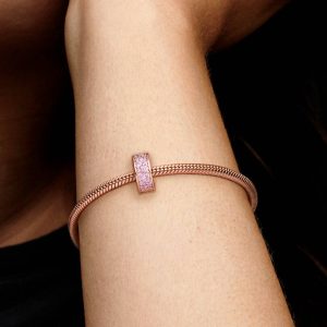 Pink Pav?? Clip Charm 14k rose gold plating