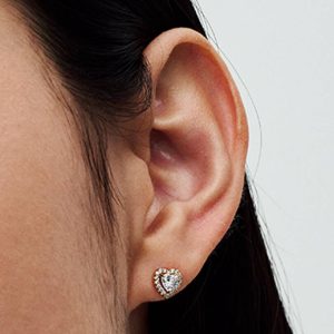 Sparkling Elevated Heart Stud Earrings 14k gold plating