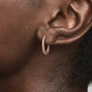 FINAL SALE - Sparkle and Hearts Hoop Earrings 14k rose gold plating