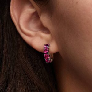 Pink Hoop Earrings Sterling silver