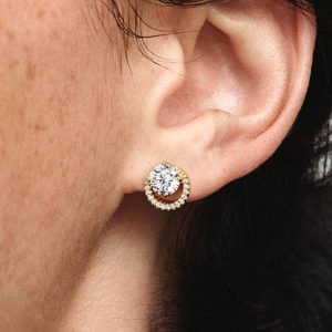 Sparkling Round Halo Stud Earrings 14k gold plating