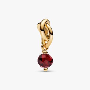 Faceted Red Eternity Circle Dangle Charm 14k gold plating