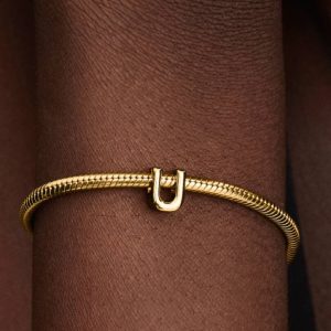 Letter U Alphabet Charm 14k gold plating