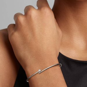 FINAL SALE - Pandora Nova 14k White Gold Lab-grown Diamond Open Bangle 0.25 ct TW, 14k white gold
