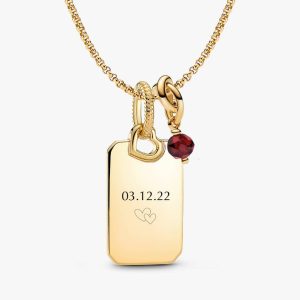 January Engravable Dangle Charm Necklace Set 3 Quantity