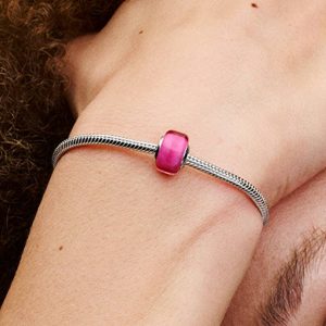 Pink Mini Murano Glass Charm Sterling silver