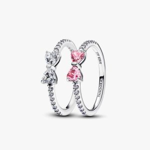 Sparkling Bow Duo Ring Set 2 Quantity