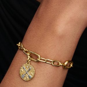 Crossing Arrows Medallion Charm Sterling silver, 14k gold plating