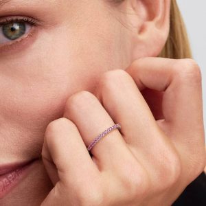 Sparkling Pink Band Ring Sterling silver