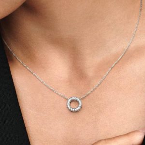 Pandora Logo Pav?? Circle Collier Necklace Sterling silver