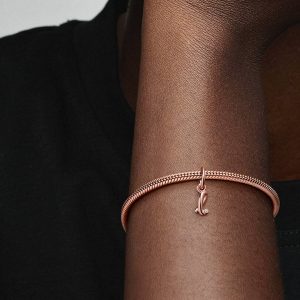 FINAL SALE - Letter l Script Alphabet Dangle Charm 14k rose gold plating